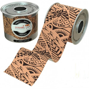Биомеханический тейп Dynamic Tape 5 см х 5 м бежевый с черным тату