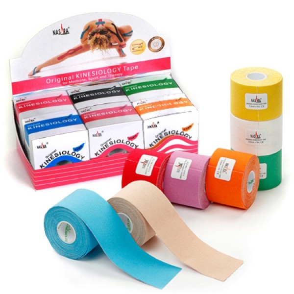 Кінезіотейп Nasara 5 см x 5 м мікс кольорів (6шт.)
